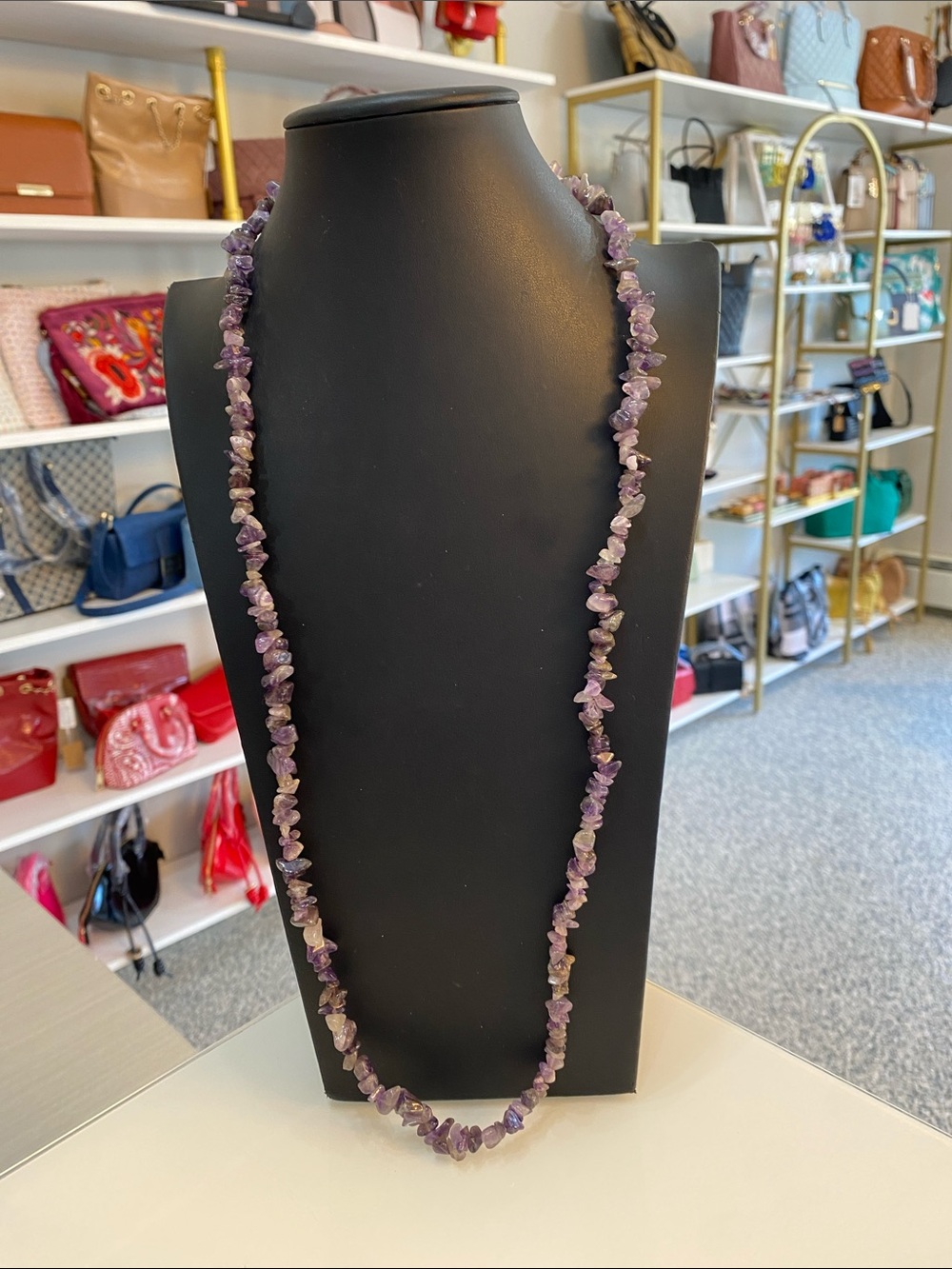 Amethyst Chip Bead Necklace - Purple